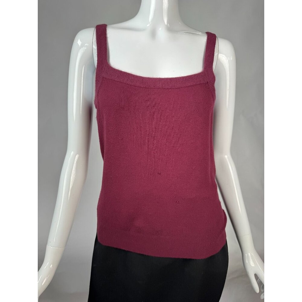 Vintage Fredini Burgundy Knit Tank Top With Angora/Wool Blend Square Neckline Sl